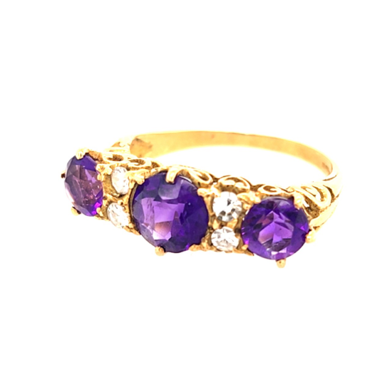 Pre Owned 18ct Amethyst and Diamond Ring ZU296